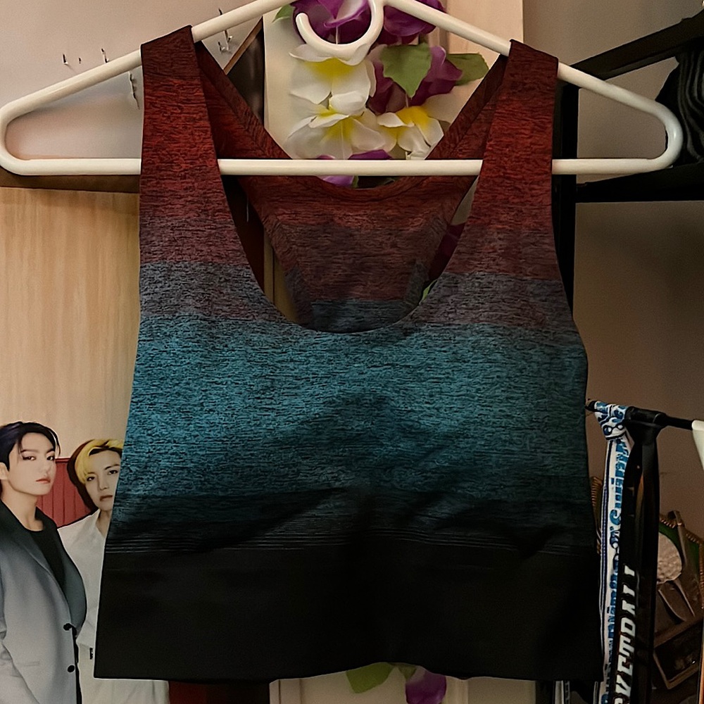 Athleta Large Red/Pink/Blue/Black Sports Bra